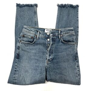 Agolde Nico Button Fly Frayed Hem Jeans